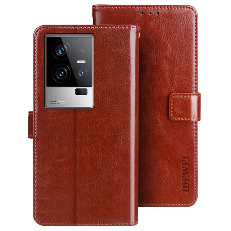 IDEWEI For vivo iQOO 11 5G Crazy Horse Texture Anti-scratch PU Leather Case Stand Wallet Magnetic Clasp Phone Cover IDEWEI For vivo iQOO 11 5G Crazy Horse Texture Anti-scratch PU Leather Case Stand Wallet Magnetic Clasp Phone Cover